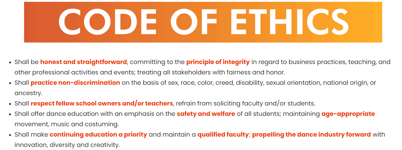 DanceLife Alliances Code Of Ethics